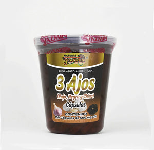 Capsulas de tres ajos (rojo, negro y chino) 150 pzas vaso