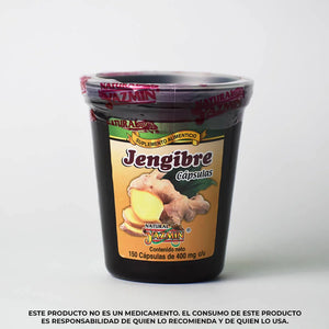 Cápsulas de jengibre 150 pzas vaso