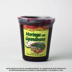 Cápsulas de moringa con guanábana 150 pzas vaso