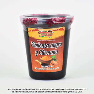 Cápsulas de pimienta negra y cúrcuma 150 pzas vaso