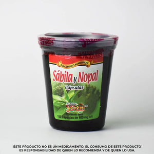 Cápsulas de sábila y nopal 150 pzas vaso