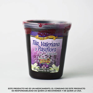 Cápsulas de tila, valeriana y pasiflora 150 pzas vaso
