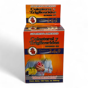Tabletas economicas Colesterol y Trigliceridos Naranja 100 pzas