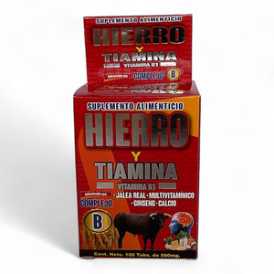 Tabletas economicas de hierro y tiamina 100 pzas