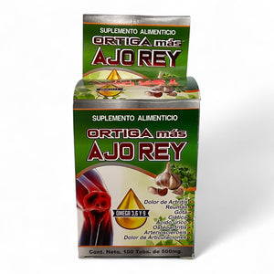 Tabletas economicas de ortiga mas ajo rey 100 pzas
