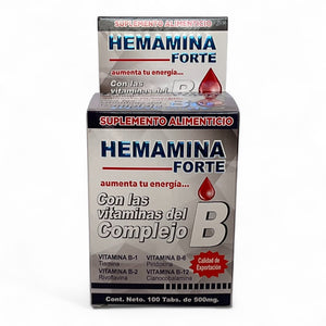 Tabletas economicas de hemamina forte con vitaminas complejo B 100 pzas