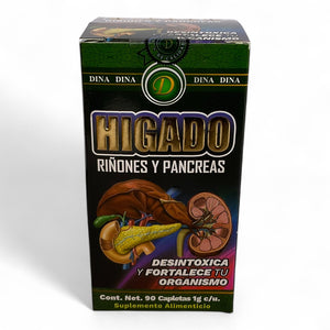 Tabletas Hígado, Riñones y Páncreas 90 pzas capleta
